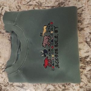 Vintage Jackson Hole Wyoming Kids Sweatshirt - Green